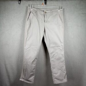 ana Womens Girlfriend Chino Pants Gray Straight Leg Mid Rise Size 8 Side Stripe